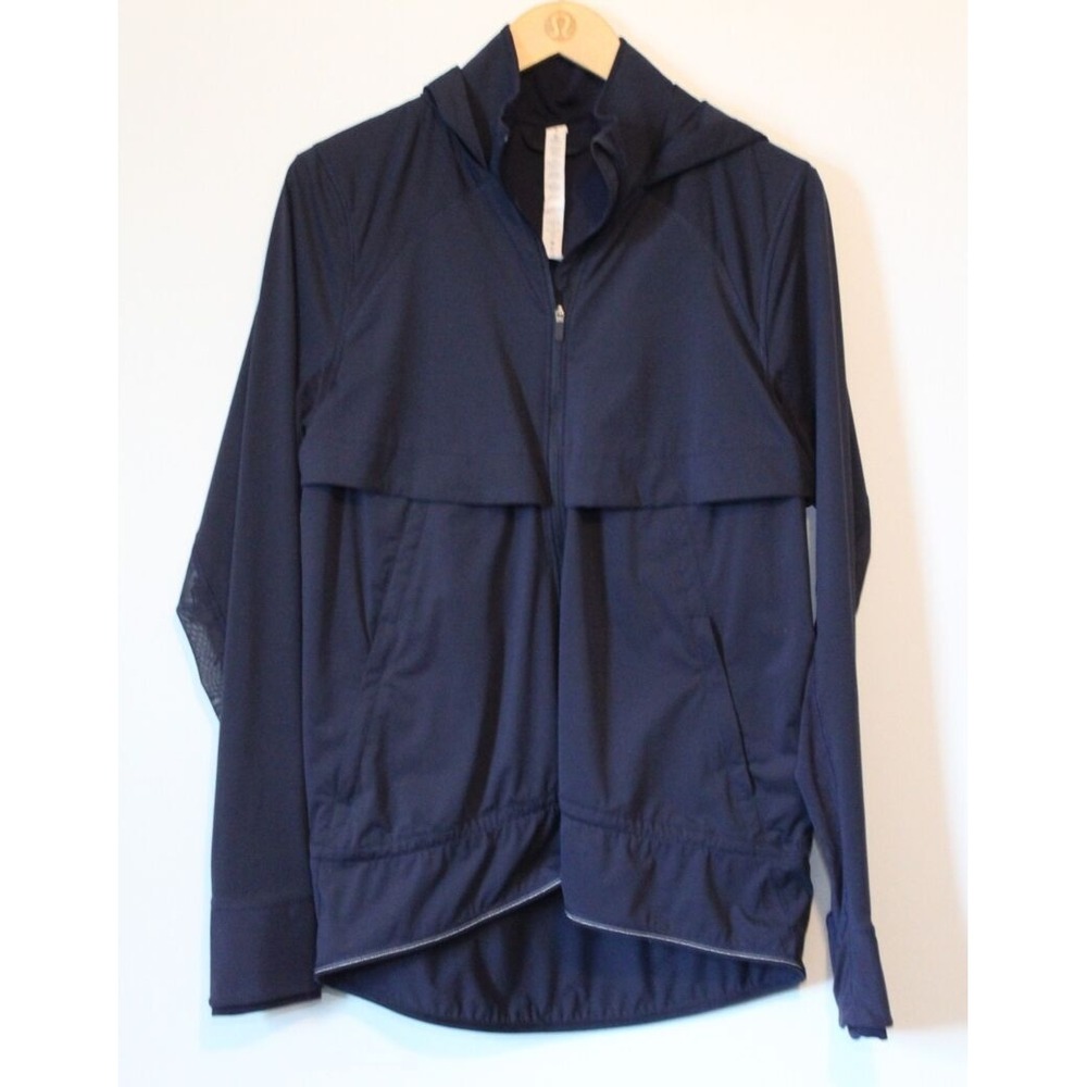 Lululemon Kicking Asphalt Jacket Midnight Navy Blue Full Zip Size 8 Hooded Light - Picture 2 of 16